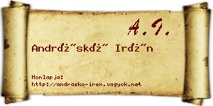 Andráskó Irén névjegykártya